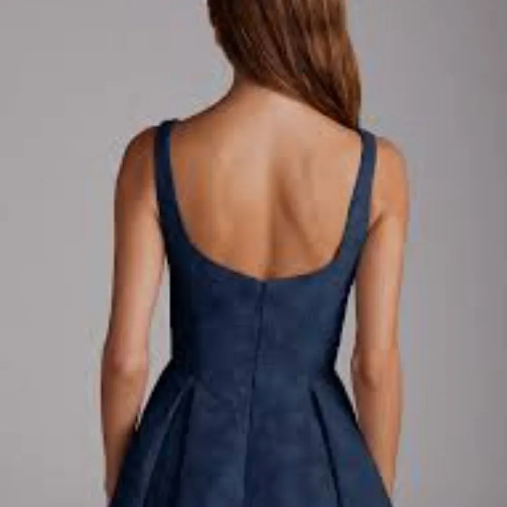 Navy midi fit and flare corset dress - Picture 2 of 3